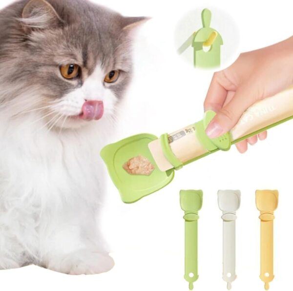 3 Pack Cat Treat Cat Strip Squeeze Spoon, Cat Wet Treats Dispense Spoon, Treat Squeeze Spoon, Feeding & Watering Supplies Wet Cat Food Storage pet Food Spoon