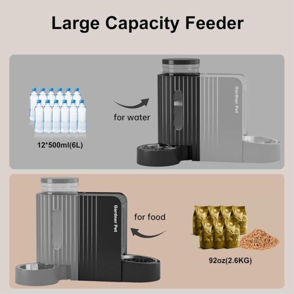 Automatic Gravity Pet Feeder, 1.8 Gallons*2 Dog Feeder and Water Dispenser Set, 2-in-1 Automatic Feeder and Stainless Steel Water Dispenser for Dogs, Cats, Rabbits, Puppies (Black) - Image 4