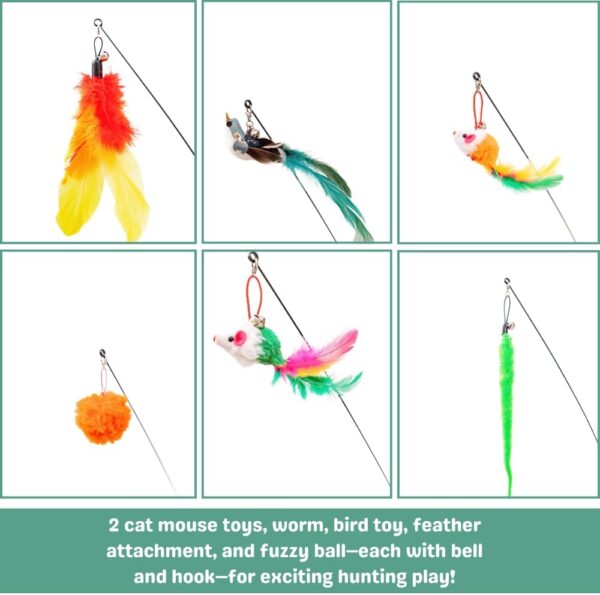 Cat Wand Toys for Indoor Cats Cat Toys for Bored Indoor Adult Cats Feather Toy Suction Cup Cat Toy Cat Bird Toy Interactive Bird Simulation Cat Floor Suction Cup Cat Toy for Indoor Cats - Image 6