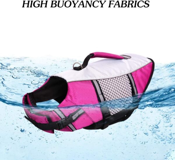 Queenmore Dog Life Jacket Swimming Vest Small Medium Dogs Neoprene Water Boating Life Preserver Lightweight Reflective Cat Puppy Kayaking Lifesaver for French Bulldog,Yorkie Terrier,Bichon(Pink,S) - Image 5