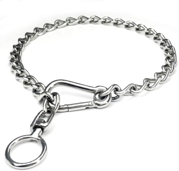 Dog Chain Collars 304 Stainless Steel Metal Chew Proof Dog Necklace Anti Winding Dog Leash Extension Lead for Small Medium Large Dogs Training and Walking. (Large：25in x 3.5mm(Neck max 22in))