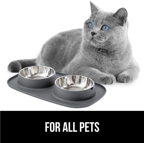 Gorilla Grip 100% Waterproof BPA Free Cat and Dog Bowls Silicone Feeding Mat Set, Stainless Steel Bowl Slip Resistant Raised Edges, Catch Water, Food Mess, No Spills, Pet Accessories, 1 Cup, Gray - Image 8