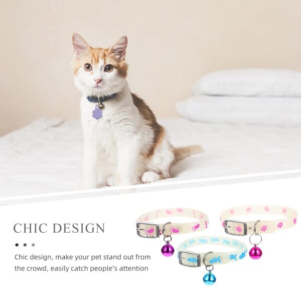 3Pcs Adjustable Light Up Puppy Collars Glowing Cat Dog Collar with Bell Glowing Pet Dog Collar for Night Safety, Lighted Cat Collar for Small Medium Dogs Cats Kitten - Image 9