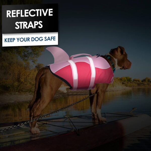 AOFITEE Dog Life Jacket, Dog Life Vest for Swimming, High Flotation Dog Life Vests with Rescue Handle, Reflective French Bulldog Life Jacket, Shark Fin Dog Life Jacket for Small Medium Large Dogs - Image 5