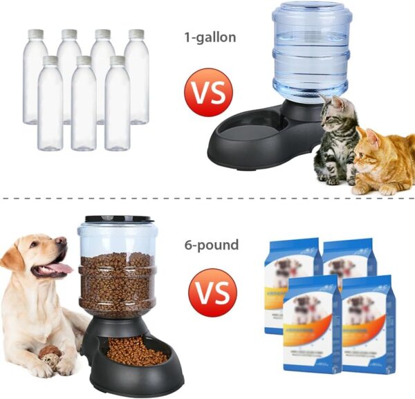 2 Pack Automatic Cat Feeder and Water Dispenser in Set Gravity Food Feeder and Waterer Pet Food Bowl for Small Medium Dog Pets Puppy Kitten Big Capacity 1 Gallon x 2 - Image 3