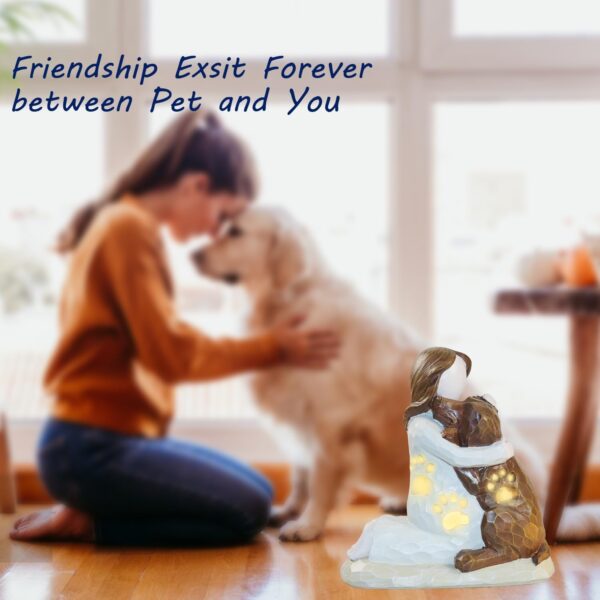 Dog Loss Memorial Gifts Pet Sympathy Figurine Dog Remembrance Decor Pet Bereavement Statue Candle Holder for Dog Lover Dog Pass Away Gifts with LED Candle - Image 3