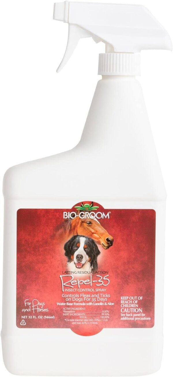 Bio-Groom Repel-35 Flea & Tick Dog Spray – Flea and Tick Prevention for Dogs, Flea Treatment, Cruelty-Free, Made in USA, Natural Tick Repellent, Fly Spray for Horses – 32 fl oz 1-Pack