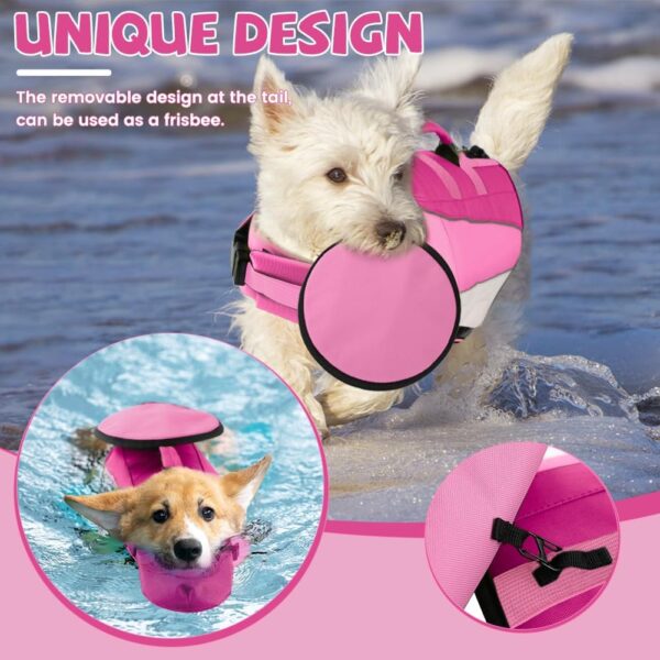 EMUST Dog Life Jacket, Lightweight Life Jacket for Dogs with Removable Flying Disc & Front Float, Small Dog Floating Vest for Water at Pool, Beach, Boating, Pink, XS - Image 2