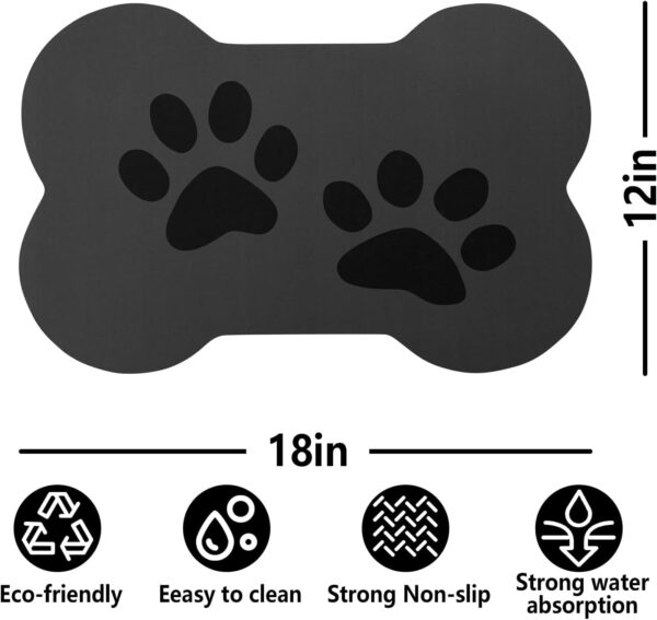 Dog Food Mats for Floors Absorbent, Dog Bowl Mat Quick Dry Pet Cat Food Mat, Eco-Friendly Bone Shaped Dog Mat for Water Bowl Pet Supplies 12"X18" - Image 7