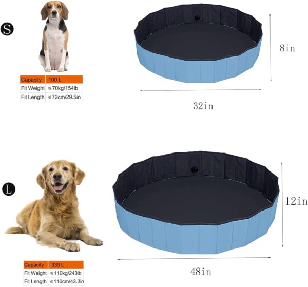 Upgraded Foldable Dog Pet Swimming Pool Plastic Children's Padding Pool Bathtub Large Small Dogs Outdoor Leak-Proof Collapsible Pool(S-32"x 8") - Image 3