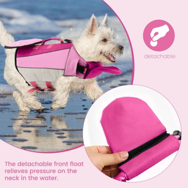 EMUST Dog Life Jacket, Lightweight Life Jacket for Dogs with Removable Flying Disc & Front Float, Small Dog Floating Vest for Water at Pool, Beach, Boating, Pink, XS - Image 3