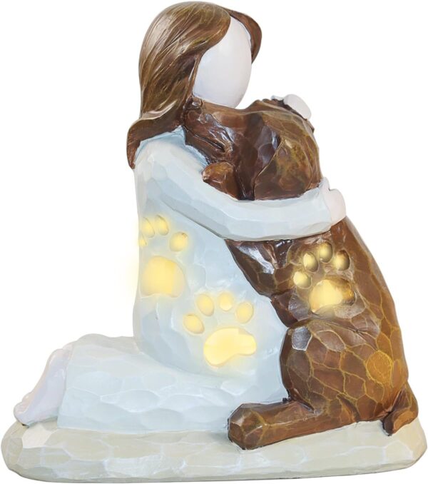 Dog Loss Memorial Gifts Pet Sympathy Figurine Dog Remembrance Decor Pet Bereavement Statue Candle Holder for Dog Lover Dog Pass Away Gifts with LED Candle