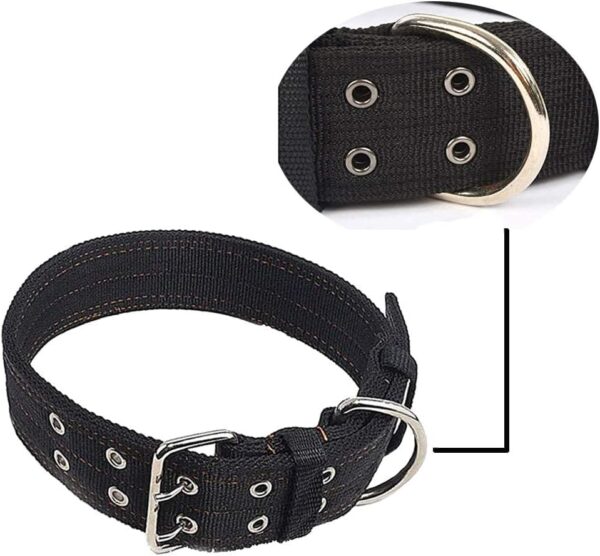 Heavy Duty Adjustable Dog Collar, 1.5 Inch Wide Military Thick Dog Collars for Large Dogs, Breathable Nylon Pet Collar with Metal Buckle & D Ring (Large, Black) - Image 4