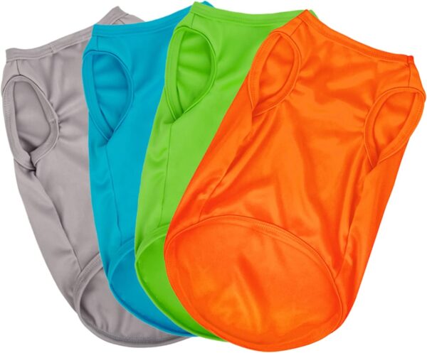 4 Pieces Dog Shirts Pullover Soft Blank Puppy T-Shirt Small Dogs Colorful Solid Pet Summer Clothes Grey Green Orange Navy Blue Plain Shirts Sleeveless Outfit for Puppy Pet no Shrink L