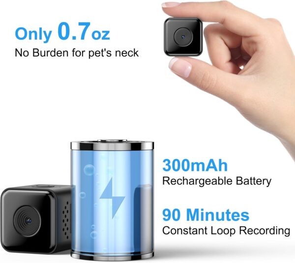 Cat Camera Collar,No APP No WiFi Needed Cordless Cat Collar Camera with Video Record, XS-Size Collar for Cats/Small Dogs,Pet Collar Camera Outdoor,Camera for Cat Collar(NO SD Card Included) - Image 5