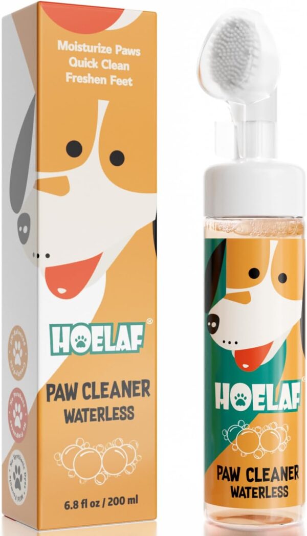 Clean Paws, Dog Paw Cleaner, No-Rinse Foaming Cleanser, Moisturizing & Deodorizing Paw Wash with Silicone Bristle Brush, Deep Clean, Easy & Portable Paw Cleaner for Dogs, 6.8 Fl Oz