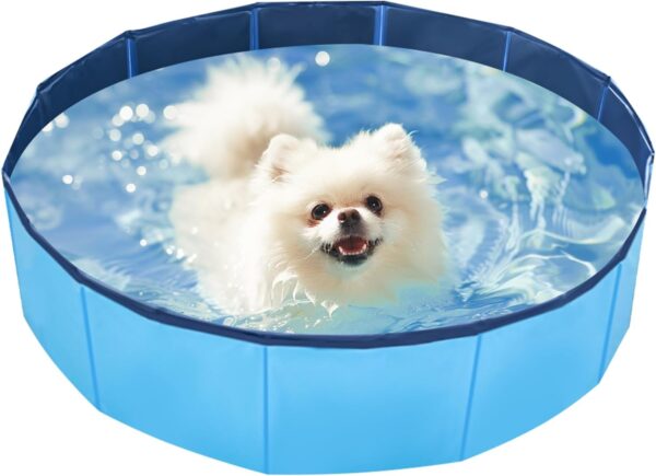 Neween Foldable Dog Pool, Collapsible Hard Plastic Dog Swimming Pool, Portable Bath Tub for Pets Dogs and Cats, Leakproof PVC Pet Wading Pool for Indoor and Outdoor, S - 32 x 8 Inches