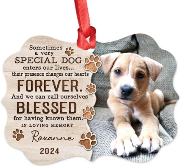 TheUnifury Custom Dog Memorial Ornament - Rememberance Ornament for Loss of A Pet - Dog Memorial Gifts Personalized - Pet Loss Gifts - Pet Bereavement Gift - Pet Sympathy Gift