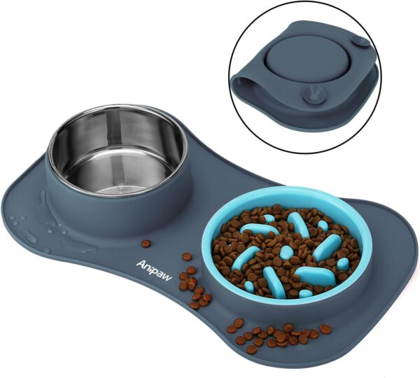 Slow Feeder Dog Bowls 3 in 1 Stainless Steel Dog Food and Water Bowls with Non-Spill and Non-Skid Silicone Mat to Slow Down Eating for Large Medium Small Breed Size Dogs and Cats - Image 8