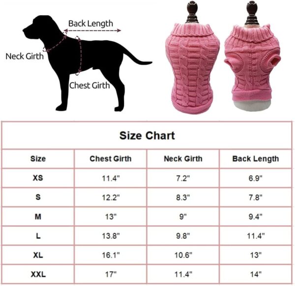 Cat Sweater,Turtleneck Knitted Kitten Clothes,Cat Sweaters for Cats only, Sphynx Cat Clothes,Small Dog Sweaters(Pink,S) - Image 4