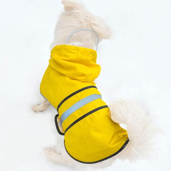 Dog Raincoat Waterproof Reflective Slicker - Lightweight Breathable Hooded Poncho Rain Coat Jacket with Adjustable Belly Strap and Leash Hole for Small Medium Large Dogs (Medium, Yellow) - Image 7