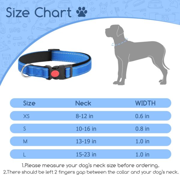 Nobleza Reflective Dog Collar, Soft Neoprene Padded Puppy Collar with Quick Release Buckle and Safety Lock, Adjustable Durable Nylon Pet Collar for Small, Medium and Large Dogs (Blue, XS) - Image 6