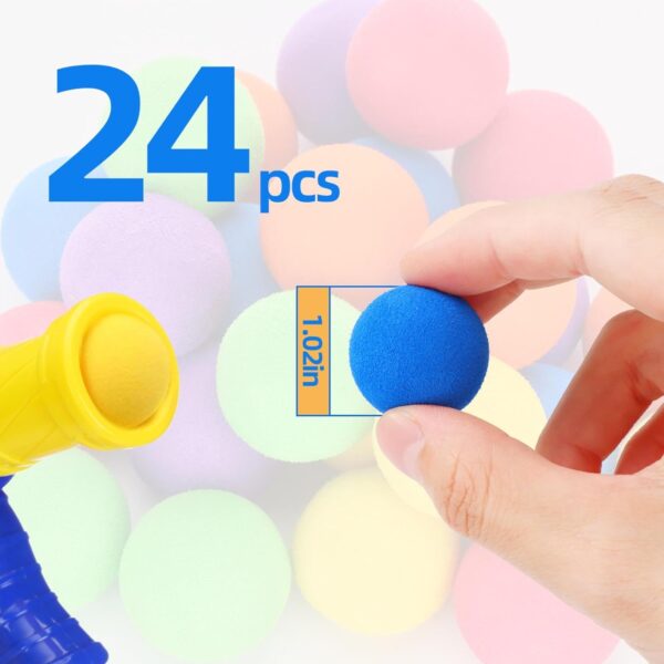 24 Pcs Cat Toy Balls with Launcher Gun, Cat Ball Catch Toy for Foam Ball Shooting Games, Funny Interactive Kitten Toys for Indoor & Outdoor Cats Self Play, Plush Fuzzy Balls for Training and Playing - Image 6