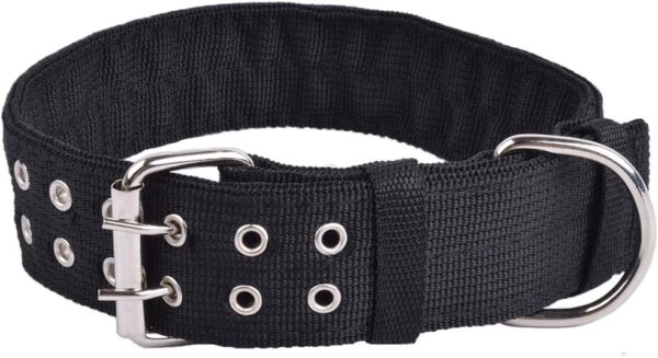 Military Adjustable Dog Collar, 1.5 Inch Wide D Ring & Buckle 2-Rows Dog Collar, Black Nylon Tactical Dog Collars for Large Dog - Image 7