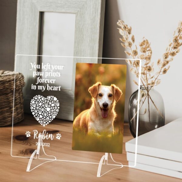 Personalized Dog Memorial Gifts for Loss of Dog, Pet Memorial Gifts for Dog Cat, Personalized Night Light Dog Memorial Photo Plaque (A - Dog Cat) - Image 4