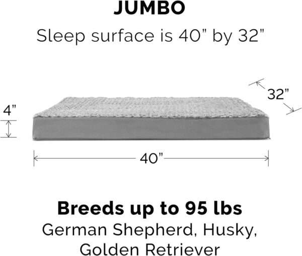 Furhaven Orthopedic Dog Bed for Large Dogs w/ Removable Washable Cover, For Dogs Up to 95 lbs - Ultra Plush Faux Fur & Suede Mattress - Gray, Jumbo/XL - Image 2