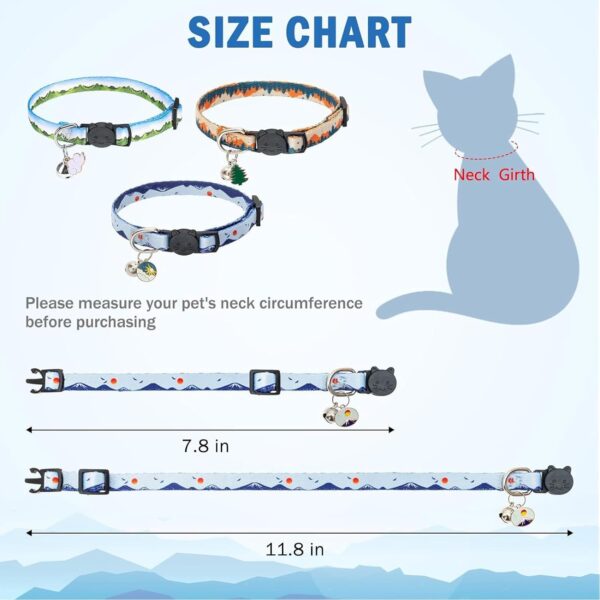 SCENEREAL Breakaway Cat Collars with Bell, 3 Pack Adjustable Safety Cat Collar for Boy and Girl Cats, Cute Kitten Collar for Cats Puppies Daily Wearing - Image 3