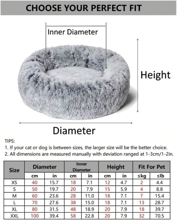 Round Plush Pet Bed - Luxurious Comfort for Dogs and Cats (Medium) - Image 4