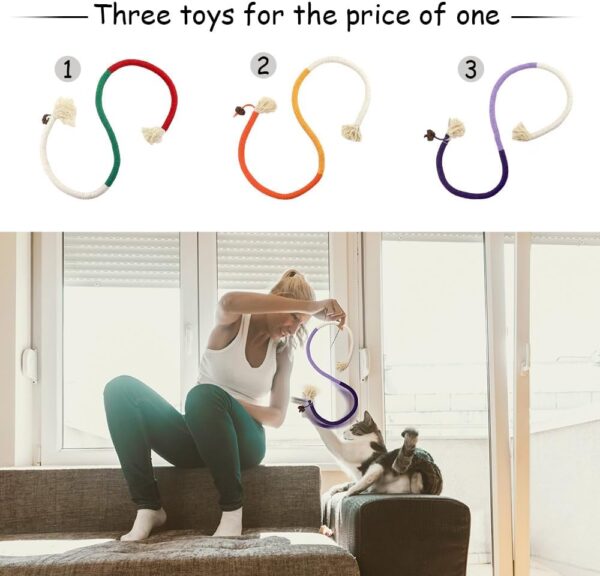 PAZ'S GIFT Cat chew Toy Cat Toys Cat Kick Toys, Cat Rope Toys for Indoor Cat Interaction Cat and Kitten Teething Chew Toys for Aggressive Chewing Teeth Cleaning Cat Dental Toys 3 Pack - Image 2