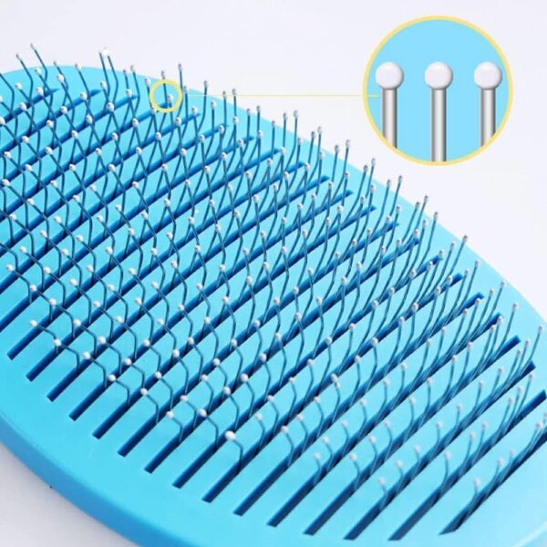 Dog Brush Cat Brush Grooming Comb,Self Cleaning Cat Dog Slicker Brushes with Smooth handle,Pet Grooming Tool with Cleaning Button for Cat Dog Shedding Tools Cat Dog Massage Clean Tangled Brush (blue) - Image 3