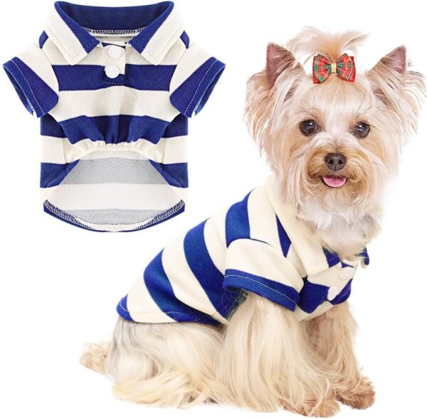 Dog Shirt Collared Summer Polo Dog T-Shirts for Medium Dog Cats Boy Girl Dog Clothes Breathable Cute Doggy Sweatshirt Pet Outfit Puppy Dress Cool Clothes for Small Dog Female Or Male(Blue,Medium)