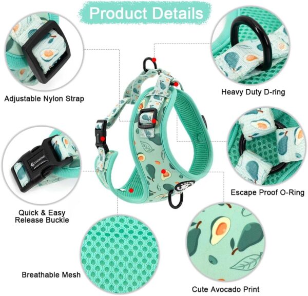 Dog Cat Harness and Leash Set, Puppia Soft Mesh Padded and Adjustable Puppy Vest Cute Dog Clothes Escape Proof Easy Walk Dog Accessories - Image 2