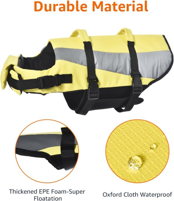 Amazon Basics Dog Adjustable Life Jacket with Reflective Stripes, Yellow, Medium - Image 6