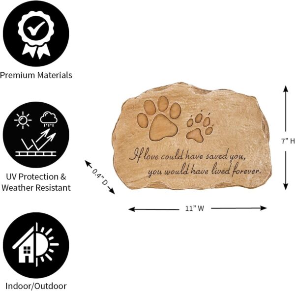 Evergreen Pet Paw Print If Love Could Have Saved You Garden Memorial Stone | Outdoor Safe | 12-Inch | Rainbow Bridge | Rememberance for Lost Love One - Image 3