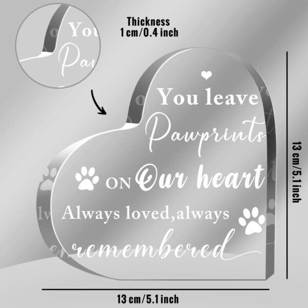 Sympathy Gift for Loss of Dog Pet Heart Acrylic Sign for Table Desk Decor Memorial Keepsake Dog Bereavement Gifts Remembrance Gifts for Loss of Loved One Pet Loss Gifts - Image 2