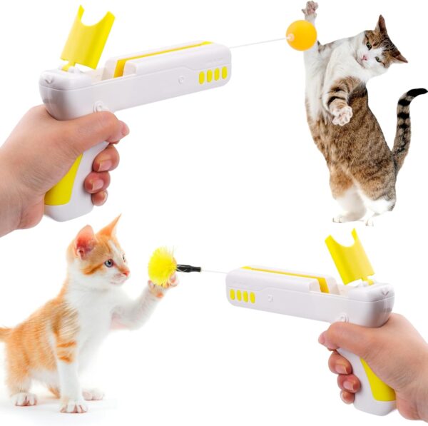 Juome Interactive Cat Toy Ball Launcher, Cat Feather Toy Shooter, Cat Ball Toys Shooting, Cat Toys for Bored Indoor Cats - Image 3