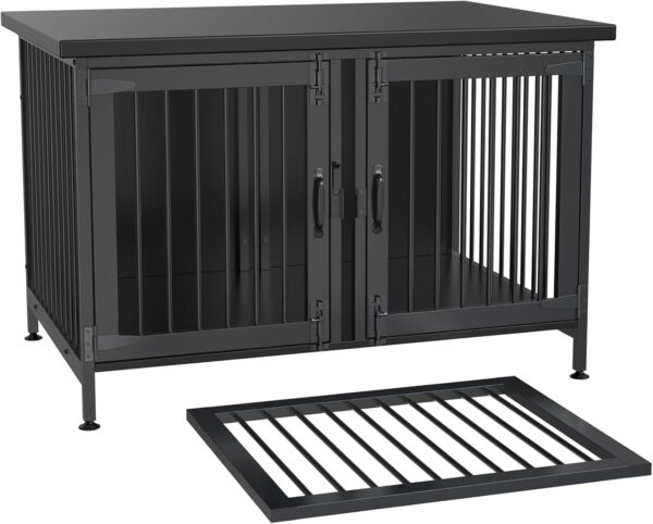 GDLF Double Dog Crate with Divider for 2 Small Dogs or 1 Dog, Furniture Style Kennel Indoor Cage with Removable Panel (Int.dims:36.2”Wx24.5”Dx21”H), Black - Image 6