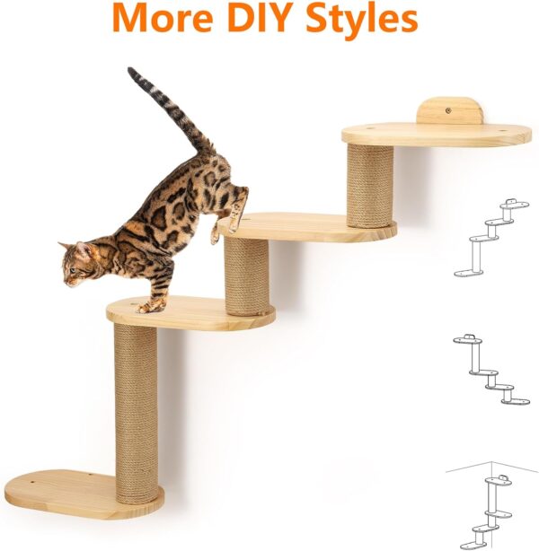 Cat Wall Shelves,Transformable Cat Scratching Post Wall Mounted, DIY Wall Mounted Cat Furniture for Climbing, Play, Nap (4-Layer) - Image 4