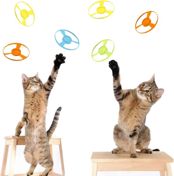 15 Pieces Cat Fetch Toy with Colorful Flying Propellers Set, Cat Playing Tracking Interactive Toys for Kitten Chasing Training Hunting - Image 3