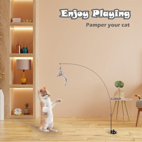 Cat Toys Interactive Wand Feather Cat Toy Equipped with Double Head Super Sucker&6 in 1 Hands-Free Natural Bird Badminton Pets Indoor Dance Play Toy - Image 7