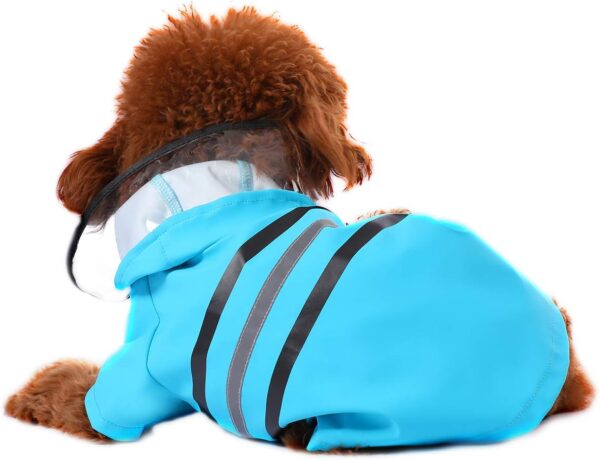 Wizland Reflective Dog Raincoat Dog Rain Jacket with Hood Lightweight Waterproof Rain Coat for Puppies (BLUE M) - Image 2