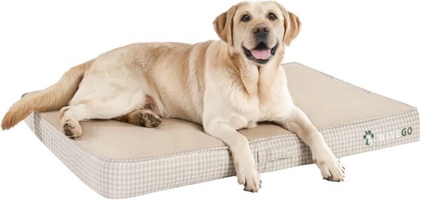 Orthopedic Dog Bed with Removable Washable Cover, Gel Memory Foam and Sponge 2-Layer, Pet Beds with Waterproof Lining and Anti-Slip Bottom for Medium Dogs