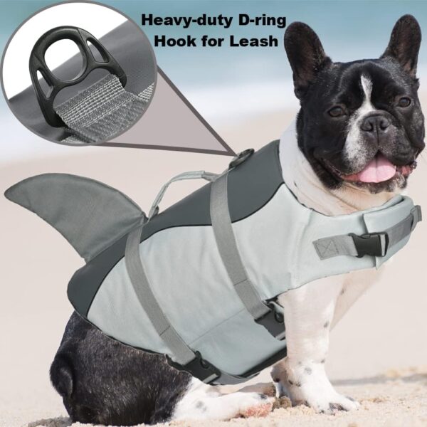 Doglay Dog Life Jacket Shark, Ripstop Dog Life Vests for Swimming Boating with High Buoyancy and Rescue Handle, Adjustable Dog Life Jacket Pet Flotation Vest for Small Medium Large Dogs. - Image 2