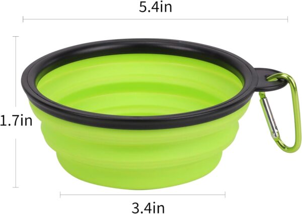 Collapsible Pet Bowls 5 Pack for Cats Dogs Outdoors Portable Feeding Watering Bowls for Traveling Hiking Walking Foldable Dishes with Carabiner (Red Pink Blue Green Yellow) - Image 3