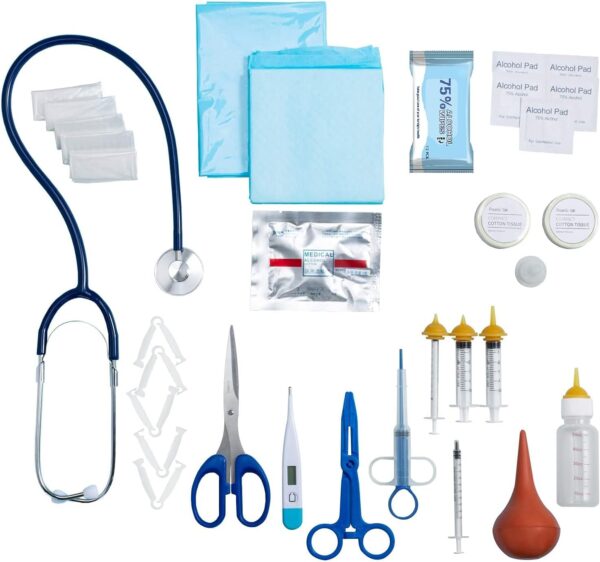 Puppy Kitten Whelping Kit, Whelping Kit with Feeding Nipple Bottle Stethoscope Scissors Cord Clamps Aspirator etc Full kit - Image 4