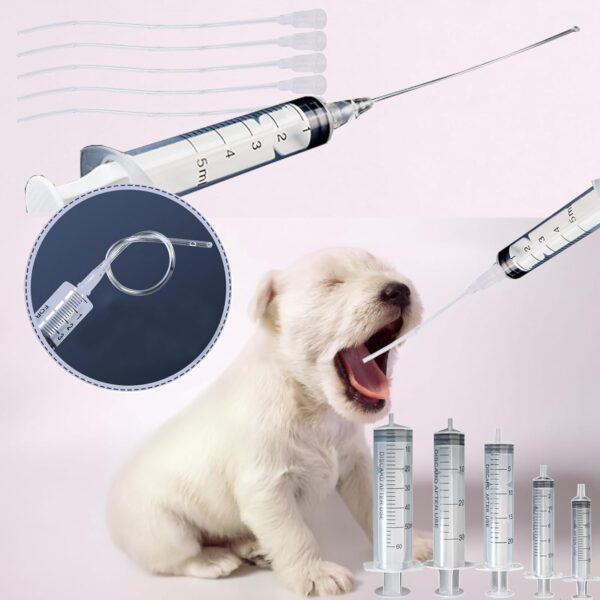 11 Pcs Puppy Kitten Feeding Tube Kit, Pet Feeding Supplies Kit Includes 5 Pcs Kitten Feeding Syringe 5 ML 10 ML 20 ML 30 ML 60 ML 5 Pcs 8 FR Transparently Feeding Tubes, Bulb Syringe for Small Animals - Image 5